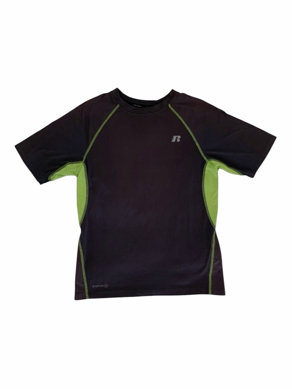 Russel T-Shirt Boys L (10-12) Grey Green Dri-Power Athletic Short Sleeve Mesh